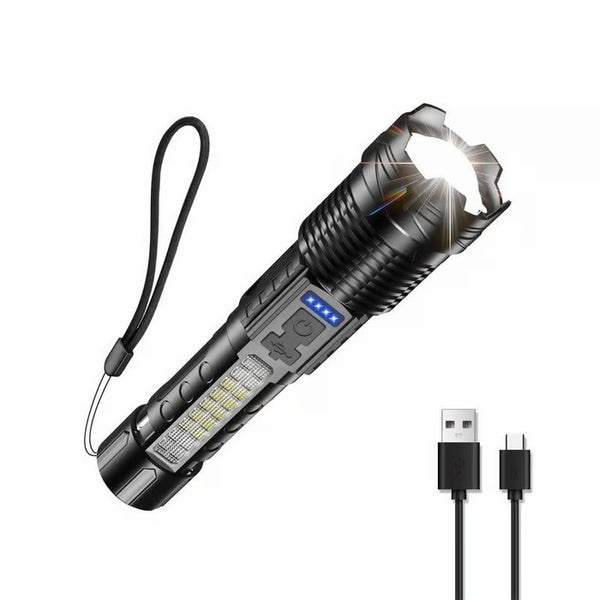💡Outdoor lighting white laser flashlight with cob warning side work light